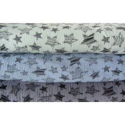 Double Gauze Musselin Sterne grau rauchblau mint